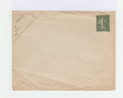 Entier Postal Enveloppe Avec Semeuse Lignée 15 C. Vert 1919 B19. (987) - Cartes Postales Repiquages (avant 1995)