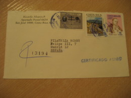 SAN JOSE 1983 To Madrid Spain 3 Stamp John Paul II Popoe Papa Juan Pablo II Cancel Registered Air Mail Cover COSTA RICA - Costa Rica