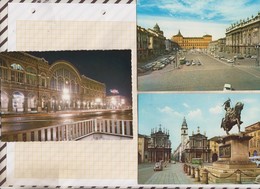 8AK4274 TURIN TORINO Lot De 3 Cartes LA NUIT PLACE AVEC VOITURES  2 SCANS - Collections & Lots