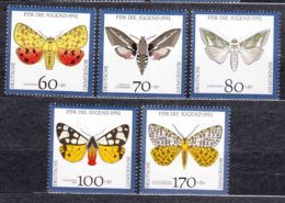 Germany Butterflies 1992 Mi#1602-1606 Mint Never Hinged - Unused Stamps