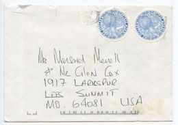 New Zealand 1995 Cover To Lees Summit Missouri, Scott 1161 $1 Kiwi X 2 - Lettres & Documents