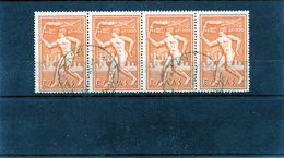 1954-Greece- "N.A.T.O." Airpost- 1.200dr. Used In Strip Of 4, W/ "Athens - Printed Matter" [22.6.1954] Type X Postmarks - Used Stamps