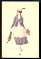 Bompard - Woman In Dress / Artistica Riservata 915-6 / Not Circulated Postcard, 2 Scans - Bompard, S.