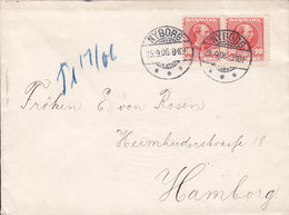 Denmark Garnisionssygehuset Brotype Ia NYBORG 1906 Cover Brief HAMBURG Germany 2x Chr. IX. MISPLACED PRINT !! - Storia Postale