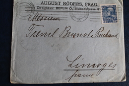 1908        ENVELOPPE    DE  PRAGUE  POUR  LIMOGES - ...-1918 Prephilately