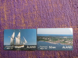 2FINC,D,Sailing Ship And Mariehamn,two Cards,mint - Aland