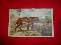 Cartolina  Illustrata Da Castelli Tigre Zoo Bambini - Castelli