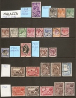 MALAYA - MALACCA 1948 - 1986 FINE USED COLLECTION ON 2 HAGNER CARDS - HIGH CATALOGUE VALUE!!! - Malacca