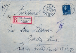 1934 , NORUEGA , SOBRE CIRCULADO , OSLO - BERLIN , MAT. OSLO / HOMANSBY , , LLEGADA - Lettres & Documents