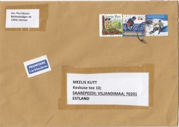 GOOD SWEDEN Postal Cover To ESTONIA 2016 - Good Stamped: Mushroom ; Sport - Cartas & Documentos