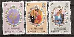 Brunei 1981 Royal Wedding - Prince Charles And Diana  Mi  252-254, MNH(**) - Brunei (1984-...)