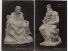 Delcampe - Sculpture - 4 Cartes Photo - MICHEL ANGE - MOÏSE, PIETA, LE JOUR, LA NUIT - Atelier Geber. Micheli Berlin 1906 - Skulpturen