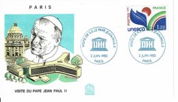 1980 - Oblit. Temporaire "VISITE DU S.S. LE PAPE JEAN PAUL II"  Le 2 Juin à L'UNESCO - Tp N° 56 - UNESCO