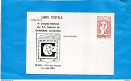 Carte Postale- E P-1,60fr Philex 82-repiquage-illustré-congrès D'EPINAL 1983 PG  Internés -GRAUDENZ-GRUDZIADZ - AK Mit Aufdruck (vor 1995)