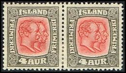 1917. Two Kings. 4 Aur Grey/red. Perf. 14x14½, Wm. Cross. Pair. (Michel 78) - JF309598 - Neufs