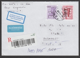 2013 Hungary Delayed + Priority LABEL Envelope Letter Registered KAPOSVÁR Furniture Chair Stamp - Viñetas De Franqueo [ATM]