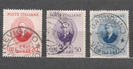 Italy Kingdom 1938 Sassone#436-438 Mi#601-603 Used - Gebraucht