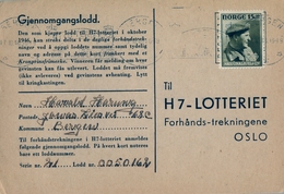 1946 , NORUEGA , TARJETA POSTAL LOTERIA , BERGEN - OSLO - Briefe U. Dokumente