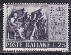 Repubblica Italiana, 1951 - 25 Lire Censimento, Fil. R1 - Pos. ND - Nr.167 MLH* - Varietà E Curiosità