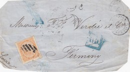 LETTRE.  DEVANT. ESPAGNE. DOCE CUARTOS. 1867. BARCELONA POUR FIRMINY LOIRE. ENTREE ESPAGNE CETTE A TAR.B - Covers & Documents