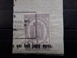 France JOURNAUX ,1869, Yvert No 7, 2 C  Violet Obl Typo ,sur Fragment,  TTB - Kranten