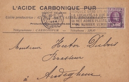 1924: Carte Postale De ## L'ACIDE CARBONIQUE PUR S.A., Rue Heyvaert, 47, BXL. ##  à ## Mr. Hector DUBOIS, Brasseur, ... - Lebensmittel