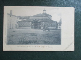 CPA 85 SAINTE HERMINE LES HALLES ET LA PLACE DU MARCHE - Sainte Hermine