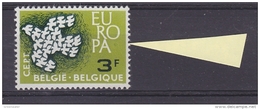 Europa Cept 1961 Belgium 3F Value VARIETY Colour Spot Under "O" Of Europa ** Mnh (41637B) - 1961