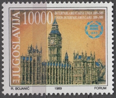 LONDON Big Ben Parliament  CLOCK  England Britain - 1989 Yugoslavia - 100 Years Of Interparlamentary Union - Horloges