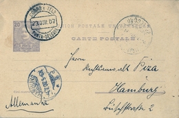 1907 , PORTUGAL - PONTA DELGADA , ENTERO POSTAL CIRCULADO A HAMBURGO , LLEGADA - Ponta Delgada