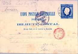 1882 , PORTUGAL - FUNCHAL , ENTERO POSTAL CIRCULADO A NEUMUNSTER , TRÁNSITO DE LONDRES , LLEGADA , VIA LISBOA - Funchal