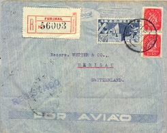 1946 , PORTUGAL - FUNCHAL , CERTIFICADO A HERISAU , TRÁNSITO DE LISBOA , LLEGADA - Funchal