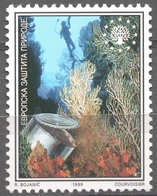 DIVER Diving - Can Coral - Europan Nature Protection LABEL CINDERELLA VIGNETTE 1999 Yugoslavia MNH Courvoisier - Plongée