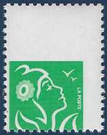 Marianne Lamouche 3733**  TVP Vert Variété De Piquage Très Décalé Extreme Haut De Feuille TTB Signé Calves - Unused Stamps