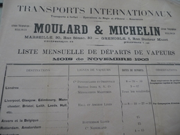 Pu Horaire Départs 1905 Vapeurs Moulard Michelin Marseille Grenoble Transports Internationaux 2 X A4 Environs - Verkehr & Transport