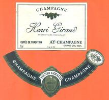 étiquette + Collerette De Champagne Brut Henri Giraud à Ay - 75 Cl - Champagne