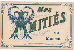 MONNAIE - Mes Amitiès De...carte Agrémentée De Paillettes - Monnaie