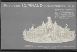 Paris Exposition 1900 - Publicité Parfumerie Pinaud 18 Place Vendôme - Carte Gaufrée Neuve - Palais Du Château D'Eau - Tentoonstellingen