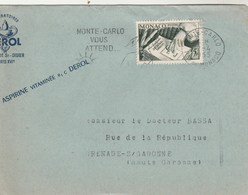 Monaco Yvert 392  Sur Partie Lettre Monte Carlo 12/4/1955 Pour Grenade Haute Garonne - Lettres & Documents