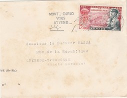 Monaco Yvert 394  Sur Partie Lettre Monte Carlo 22/4/1955 Pour Grenade Haute Garonne - Lettres & Documents