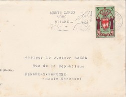 Monaco Yvert 411  Sur Partie Lettre Monte Carlo 1955 Pour Grenade Haute Garonne - Briefe U. Dokumente