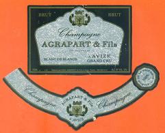 étiquette + Collerette De Champagne Brut Agrapart Et Fils à Avize - 75 Cl - Champagne