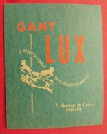 Plaque Publicité Gant Lux. Millau. Marcel Jost. 1957. Carton Imprimé Flockée. Patte Métal. Rare. - Plaques En Carton