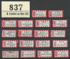 Deutschland Germany Lot Registration Labels R-Zettel - R- & V- Labels