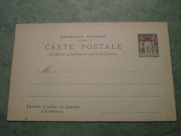 ENTIER Type Sage Surchargé - Carte Postale Avec Carte Destinée à La Réponse - Storia Postale