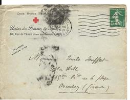 CROIX ROUGE Enveloppe UNION DES FEMMES DE FRANCE Paris 5.7.1915 + COURRIER  ...G - Cruz Roja