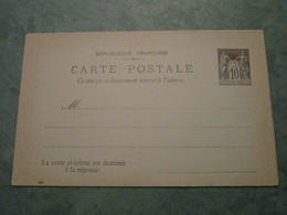 ENTIER Type Sage Surchargé - Carte Postale Avec Carte Destinée à La Réponse - Storia Postale