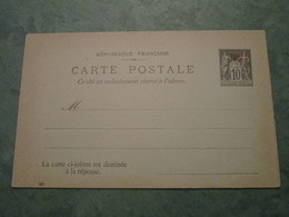 ENTIER Type Sage Surchargé - Carte Postale Avec Carte Destinée à La Réponse - Briefe U. Dokumente