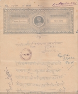 BARWANI  State  1926 -  3 Rs   Stamp Paper Type 50  # 16505  D  Inde Indien  India Fiscaux Fiscal Revenue - Barwani