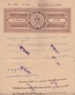 BARWANI  State  1933 -  2 R   Stamp Paper Type 60   # 16504  D  Inde Indien  India Fiscaux Fiscal Revenue - Barwani